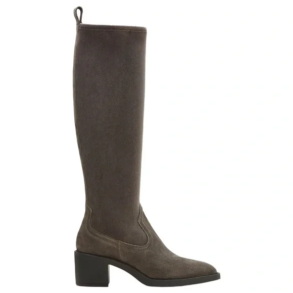 $598 La Canadienne Paton Western Boot Waterproof Suede Knee High Grey Heel 35.5 - Picture 6 of 16